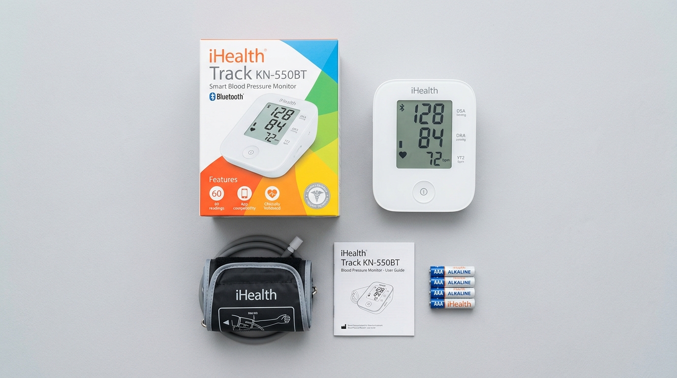iHealth Track KN-550BT retail box and components